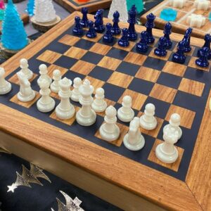 Jeux d'échec avec coffre de rangement Bleu