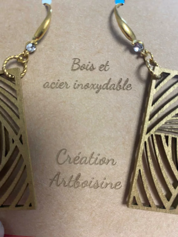Boucles d'oreilles Crochet strass doré – Image 2