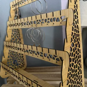 Portant à Boucles d'oreilles en Bois 4 niveaux