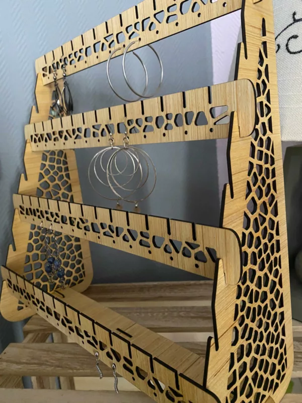 Portant à Boucles d'oreilles en Bois 4 niveaux